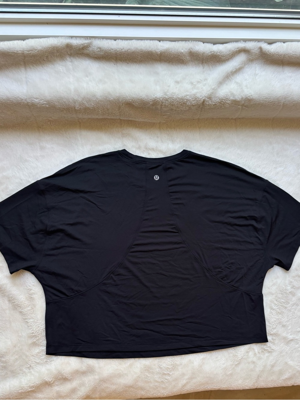 Lululemon Black Oversized Dolman Short Sleeve Crop Workout Top